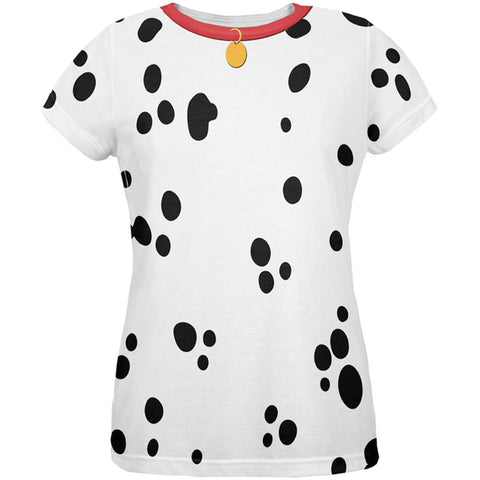 Halloween Costume Dog Dalmatian with Red Collar All Over Women's T Shirt - front view