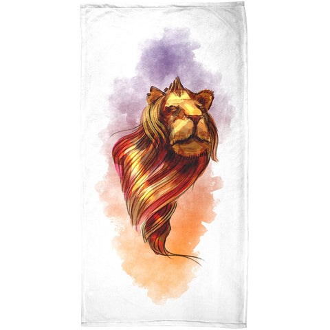 Watercolor Twisting Lion All Over Beach Towel