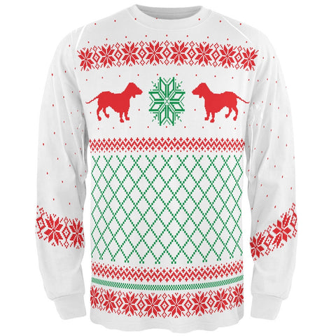 Dachshund Ugly Christmas Sweater All Over Adult Long Sleeve T-Shirt