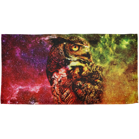 Galaxy Zen Wisdom Owl All Over Beach Towel