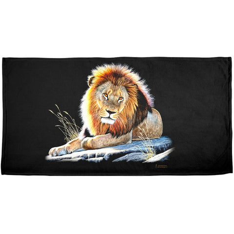 Lion On A Rock All Over Beach Towel