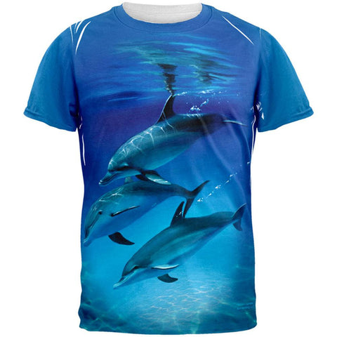 Three Dolphins All Over Adult T-Shirt