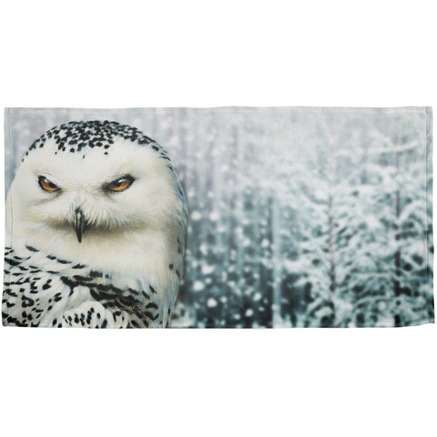 Snowy Owl of Winter All Over Beach Towel
