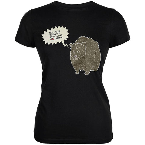 New Year's Stop Eating Garbage Black Juniors Soft T-Shirt