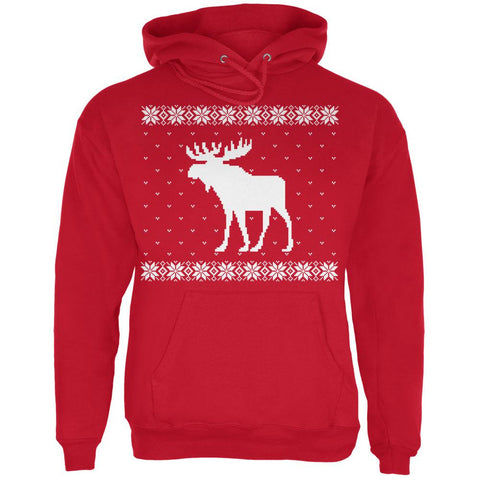 Big Moose Ugly Christmas Sweater Red Adult Hoodie