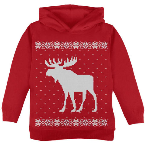 Big Moose Ugly Christmas Sweater Red Toddler Hoodie