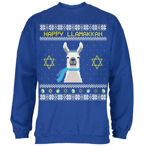 Llama Llamakkah Ugly Hanukkah Sweater Royal Adult Sweatshirt
