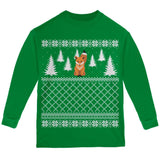 Fox Ugly Christmas Sweater Green Toddler Long Sleeve T-Shirt