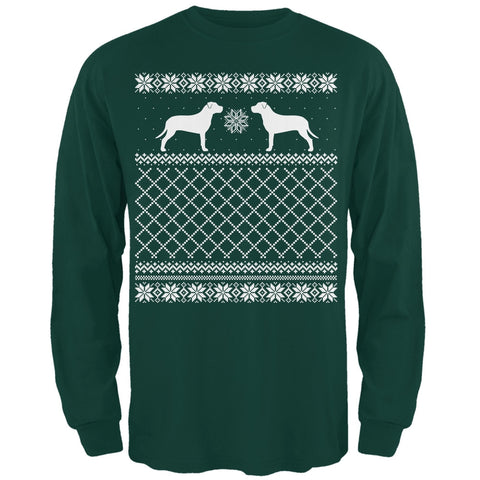 Pit Bull Ugly Christmas Sweater Forest Adult Long Sleeve T-Shirt