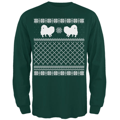 Pomeranian Ugly Christmas Sweater Forest Adult Long Sleeve T-Shirt