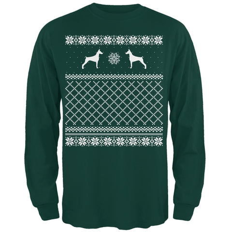 Doberman Ugly Christmas Sweater Forest Adult Long Sleeve T-Shirt