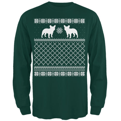 French Bulldog Ugly Christmas Sweater Forest Adult Long Sleeve T-Shirt