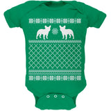 French Bulldog Ugly Christmas Sweater Kelly Green Soft Baby One Piece