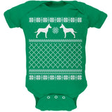 Jack Russell Ugly Christmas Sweater Kelly Green Soft Baby One Piece