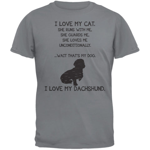 I Love My Dachshund Girl Gravel Grey Adult T-Shirt