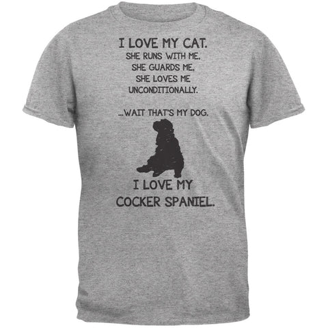I Love My Cocker Spaniel Girl Heather Grey Adult T-Shirt