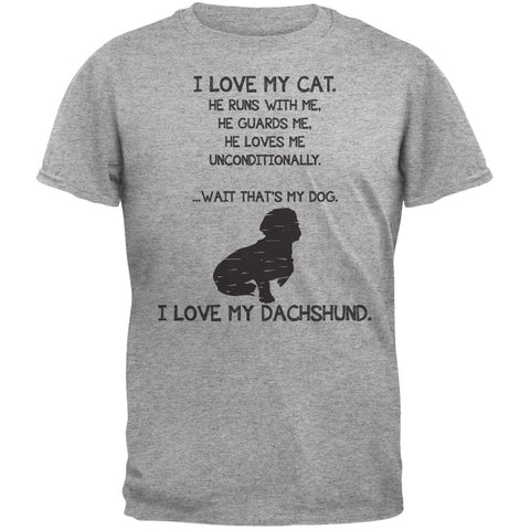 I Love My Dachshund Boy Heather Grey Adult T-Shirt