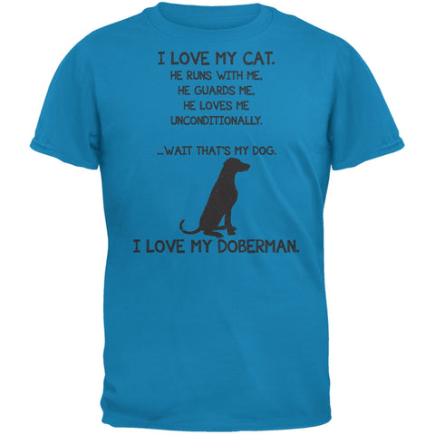 I Love My Doberman Boy Sapphire Blue Adult T-Shirt