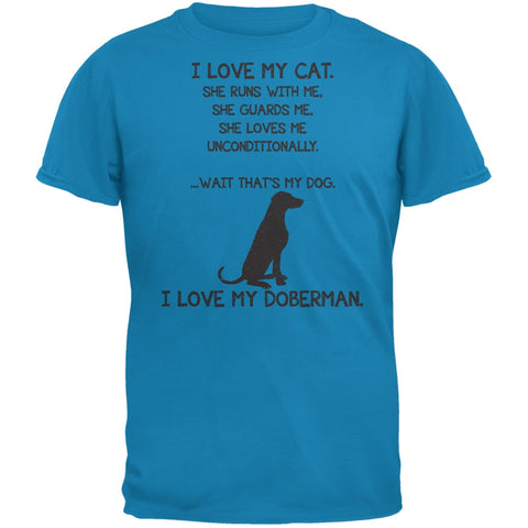 I Love My Doberman Girl Sapphire Blue Adult T-Shirt