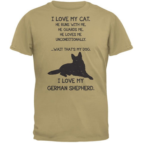 I Love My German Shepherd Boy Tan Adult T-Shirt