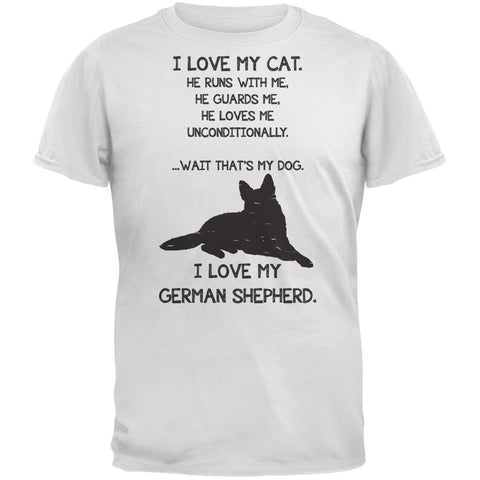 I Love My German Shepherd Boy White Adult T-Shirt