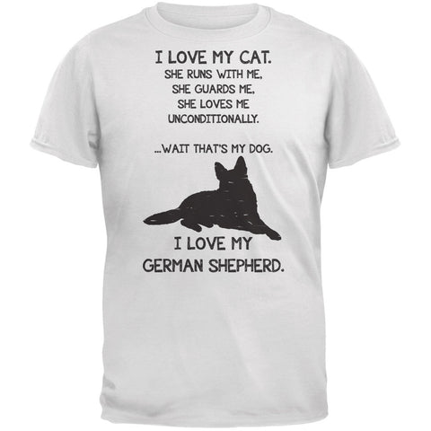 I Love My German Shepherd Girl White Adult T-Shirt