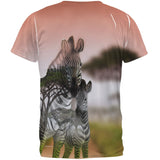 Zebra Savanna Double Exposure All Over Adult T-Shirt