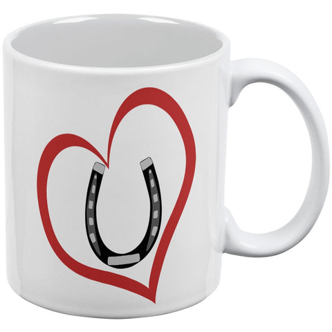 Valentines Day Horse Shoe Print Heart White All Over Coffee Mug