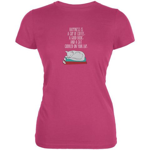 A Good Book and My Cat Berry Pink Juniors Soft T-Shirt