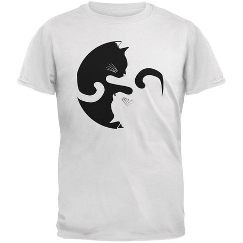 Yin Yang Cat White Adult T-Shirt