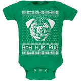 Christmas Bah Hum Pug Kelly Green Soft Baby One Piece