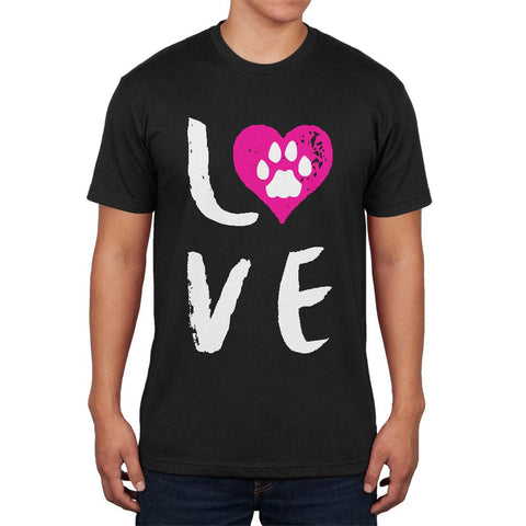 Heart LOVE Cat Dog Paw Mens Soft T Shirt