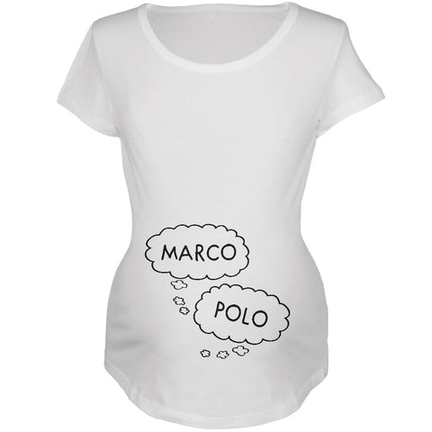 Speech Bubble Marco Polo Twins Maternity Soft T Shirt  front view