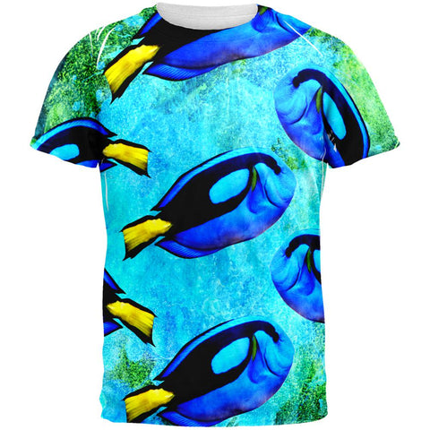 Blue Tang Fish Tropical Splatter All Over Mens T Shirt