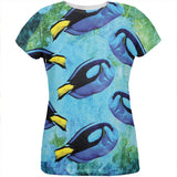 Blue Tang Fish Tropical Splatter All Over Womens T Shirt