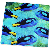 Blue Tang Fish Tropical Splatter Square Sandstone Coaster
