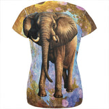 Elephant Distressed Splatter All Over Womens T Shirt