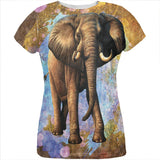 Elephant Distressed Splatter All Over Womens T Shirt