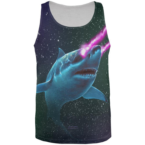 Galaxy Great White Shark Laser Beams All Over Mens Tank Top