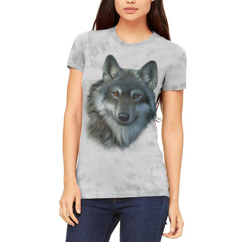 Timber Wolf Face Juniors Soft T Shirt