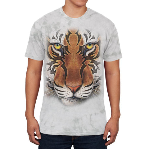 Tribal Tiger Face Mens Soft T Shirt