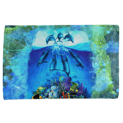 Dolphins Jumping Over Reef All Over Hand Towel