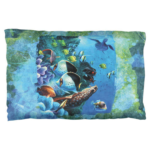 Tropical Reef Splatter Pillow Case