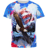 4th of July American Flag Bald Eagle Splatter All Over Mens T Shirt