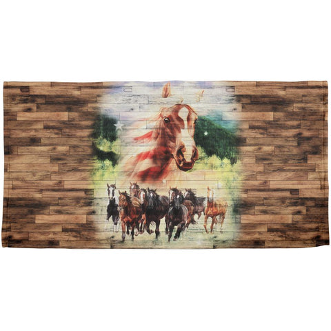 4th of July Wild Horse Mustang Patriot All Over Beach Towel