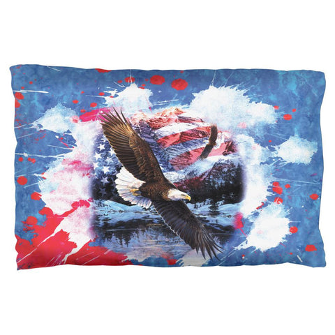 4th of July American Flag Bald Eagle Splatter Pillow Case