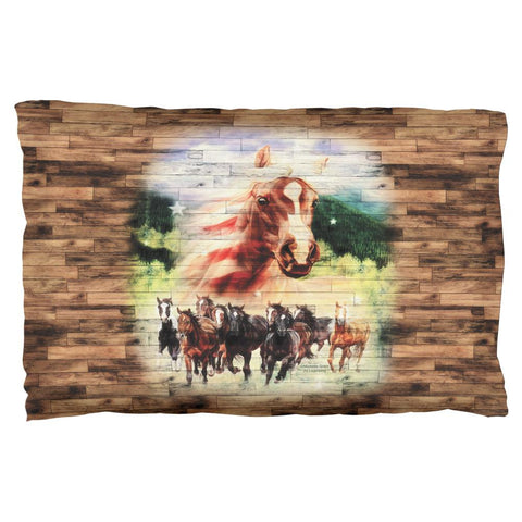 4th of July Wild Horse Mustang Patriot Pillow Case