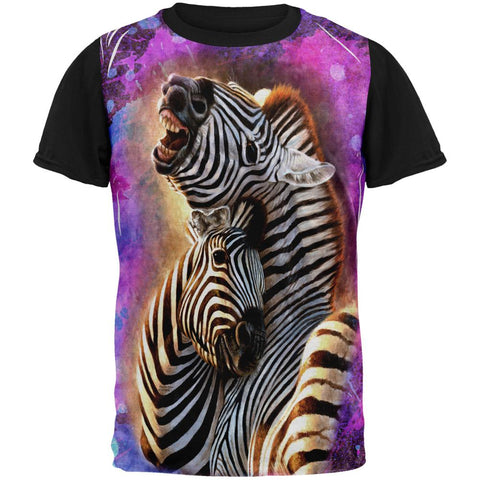 Zebra Lovers Splatter All Over Mens Black Back T Shirt