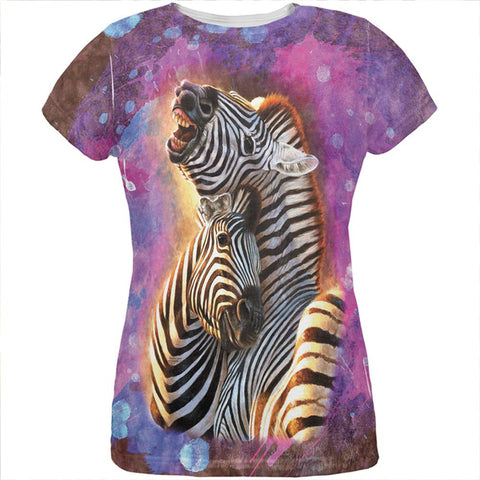 Zebra Lovers Splatter All Over Womens T Shirt