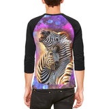 Zebra Lovers Splatter Mens Raglan T Shirt